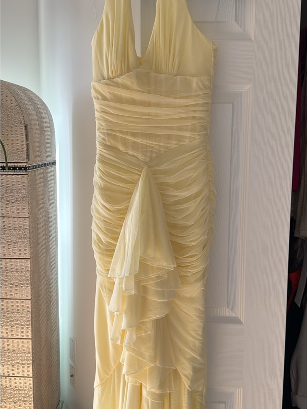 House of CB Butter Yellow Halter Ruffle Maxi Dress - Picture 2 of 2